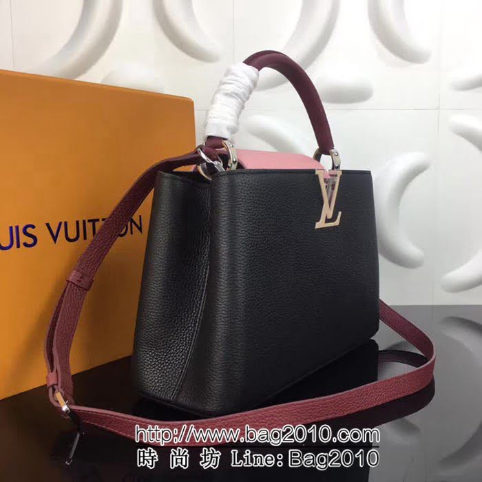 路易威登LV頂級原單 M94517黑配粉 經典Capucines BB手袋 YDH1678